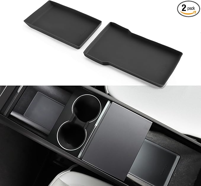 TPARTS Center Console Armrest Bottom Pad for Tesla Model Y Juniper 2026 2025, Full Coverage Silicone Storage Mat Organizer Tray Refresh Interior Accessories (Premium/Performance)