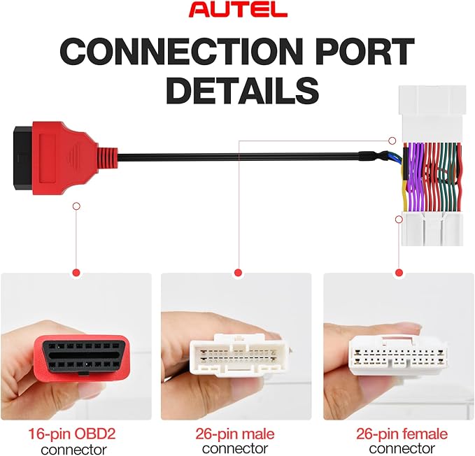 Autel Original TESKIT3Y Teala Diagnostic Cable Adapter for Tesla Model 3 & Y, 26Pin OBD1 to 16 Pin OBD2 Extension Harness Connector Work w/Autel Scanner MaxiSys Ultra/Elite II PRO/ MS908S PRO/ MS909