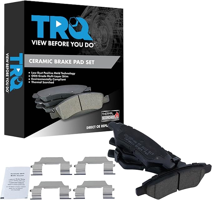TRQ Rear Brake Pads Ceramic Compatible with 2008-2014 Cadillac CTS 2010-2016 SRX 2010-2015 Chevrolet Camaro 2011 Saab 9-4X