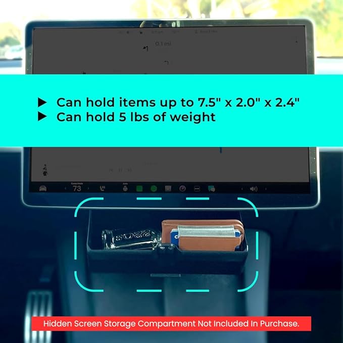 Tesla Model 3/Y Swivel Screen Adapter Storage (Adapter ONLY) – Adapter for Hidden Under Screen Organizer for Tesla Screen Swivel Mounts