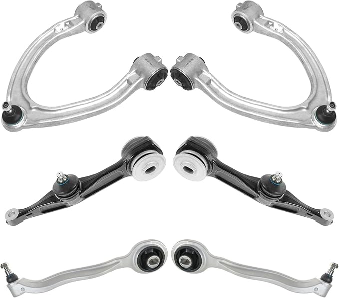 TRQ Front Upper and Lower Control Arm with Ball Joint Set 6 Piece Compatible with 2000-2006 Mercedes-Benz CL500 CL55 AMG CL600 CL65 AMG S350 S430 S500 S55 AMG S600 S65 AMG