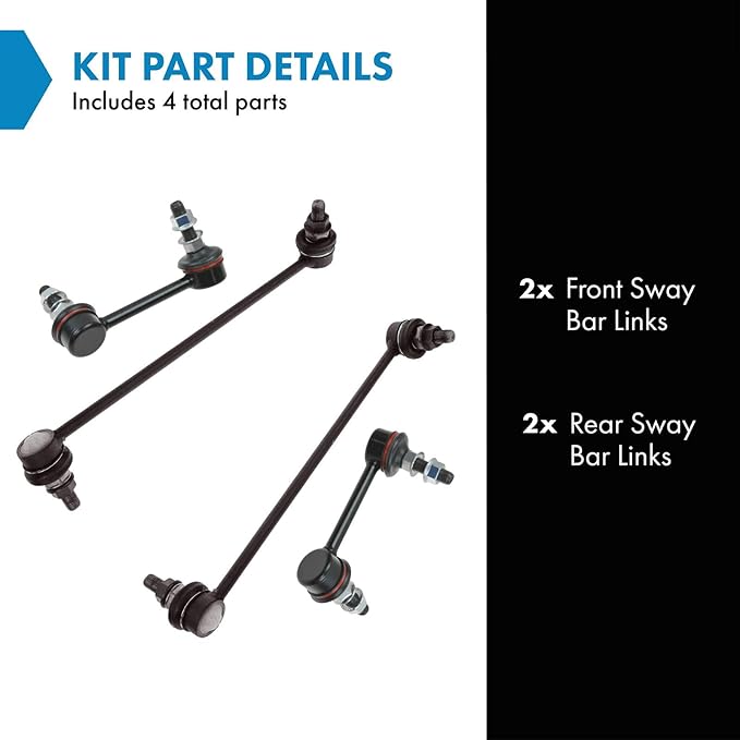 TRQ Front & Rear Sway Bar Stabilizer Link Set Compatible with 2007-2013 Nissan Altima 2009-2014 Maxima Murano