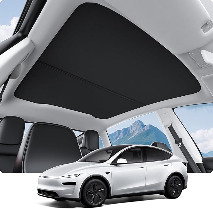 BASENOR 2025 2026 Tesla Model Y Sunshade Roof [No Gap] [Nano Ice-Crystal] Heat Insulation Foldable Sunroof Cover, UV Protection Shade for Model Y Juniper (Standard/Premium/Performance) Black
