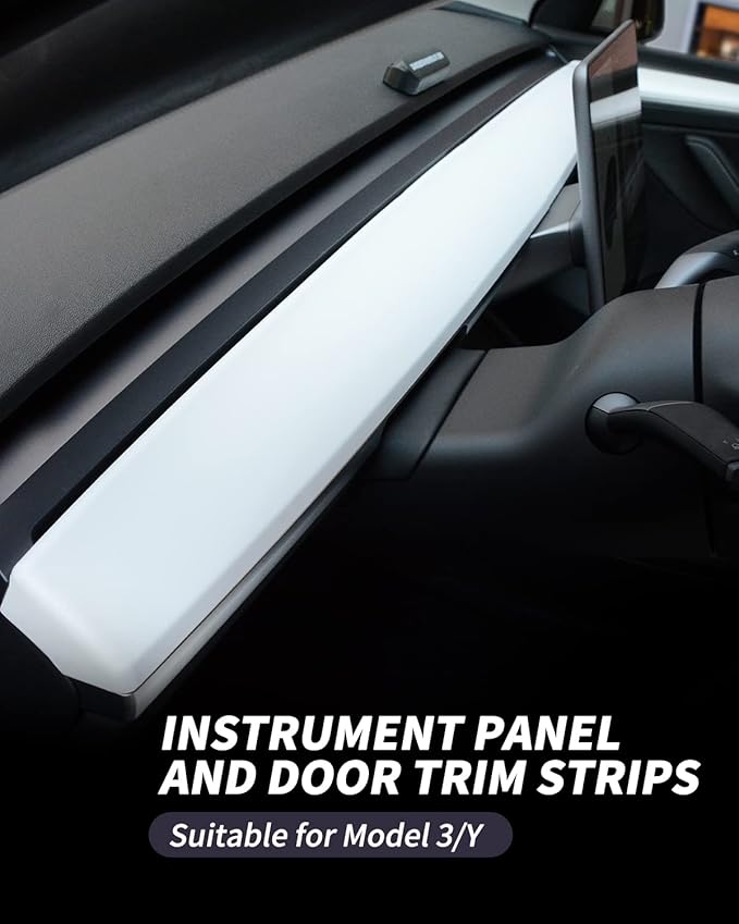 KKTR-CAR Dashboard Cover Wrap and Front Door Inner Armrest Panel Cover Trim Compatible with Tesla Model 3 2021-2023 Model y 2020-2025,NOT for Performance (Matte White, 4pcs)