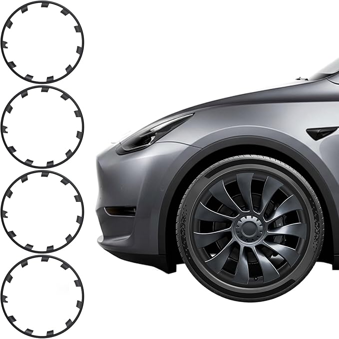 21" Matte Black Rim Protector for Tesla Model Y 2020-2024 Uberturbine Wheels, ABS+PC Hubcap Trims, Snap-on Installation & Scratch Prevention, Set of 4