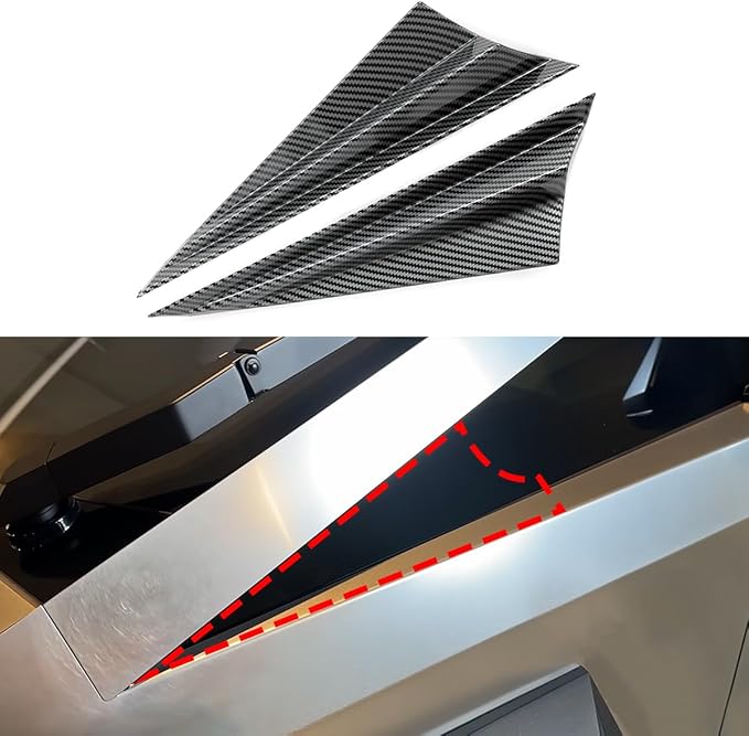 Barong for Tesla Cybertruck Accessoriess Exterior Stickers Car Leaf Board Side Label Front Side Window Triangle Cover Trim Frame Decal Carbon Fiber Pattern