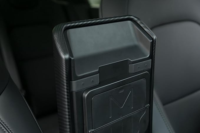 Car Center Console Armrest Cover for Tesla Model Y Juniper 2025 2026 & Tesla Model 3 Highland 2024-2026 Interior Accessories, Non‑Slip EZ Snap‑On Installation (Matte Carbon Fiber Pattern)