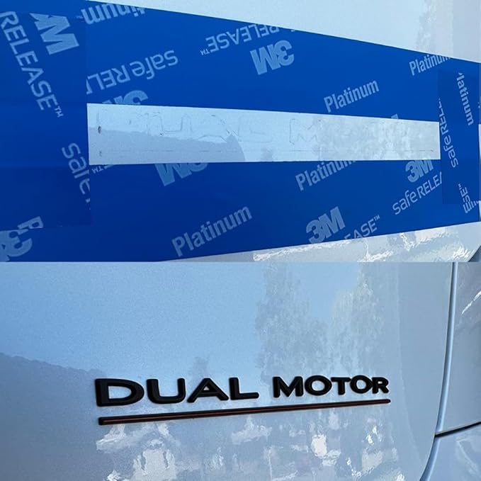 Metal Dual Motor Performance Emblem Logo Decal Sticker in Matte Black for Tesla Model 3 Highland Model Y Juniper (Dual Motor)