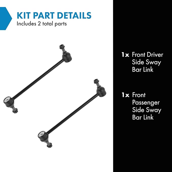 TRQ Front Driver and Passenger Side Sway Bar Link Set 2 Piece Compatible with 05-10 Chevrolet Cobalt with 300mm Front Sway Bar Links 06-11 HHR 04-09 Malibu 05-10 Pontiac G6 07-10 G5