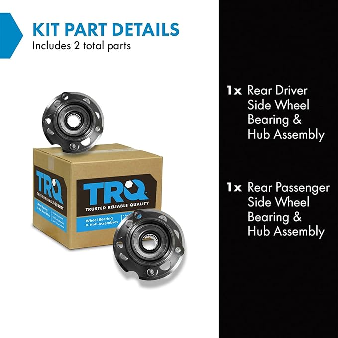 TRQ Rear Left and Right Wheel Bearing and Hub Assembly Set 2 Piece Compatible with 2004-2010 Toyota Sienna All Wheel Drive