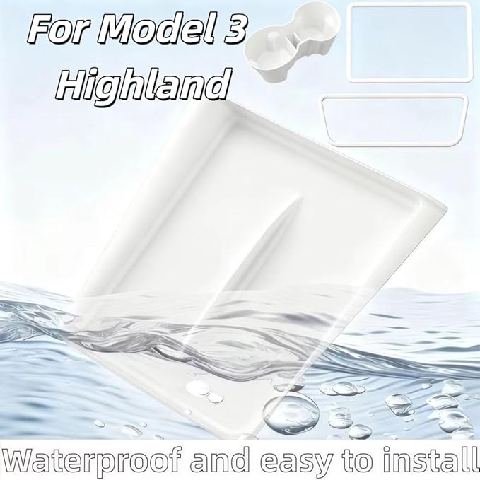4 PCS Silicone Center Console Accessories Kit for Tesla Model 3 Highland,Center Console Mat Cup Holder Insert Screen Edge Protector Frame Mirror Frame Protectors (White Model 3 Highland)