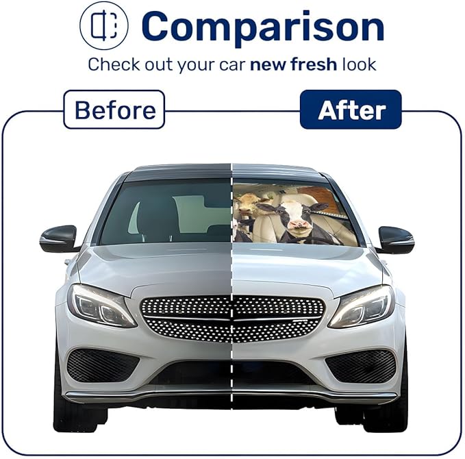Horror Windshield Sun Shade for Car SUV Truck (55x30 Inches), Front Window Visor for Windows, Protector Blocks UV