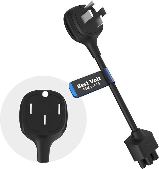 NEMA 14-50 Adapter for Tesla Gen 2/Gen 3 Mobile Charger, 240V 32 Amp Portable Charging Cord, 10 Inch Length (NEMA 14-50)