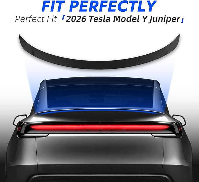 Spoiler for 2026 2025 Tesla Model Y Juniper ABS Material Rear Spoiler Wings Rear Trunk Lip 2025 2026 Tesla Model Y Juniper Accessories (Matte Black)