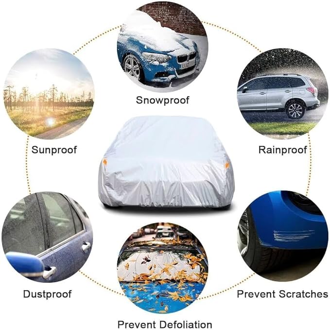 Kayme 6 Layers Sedan Car Cover Custom Fit for Ford Crown Victoria (1992-2012), Waterproof All Weather for Automobiles,Rain Sun UV Protection.Silver