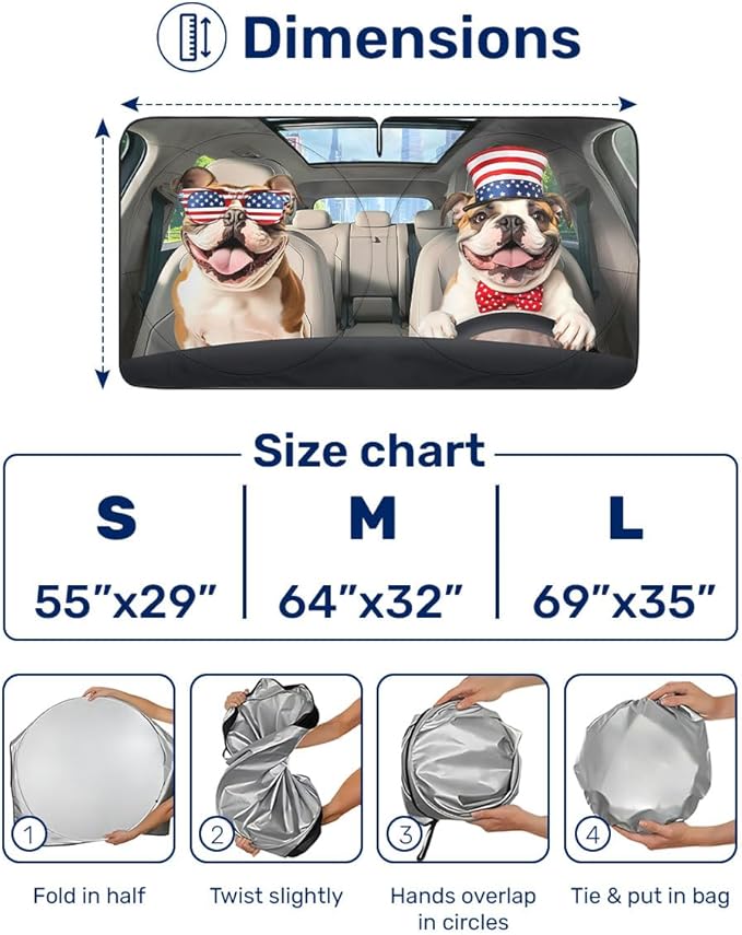 Horror Windshield Sun Shade for Car SUV Truck (55x30 Inches), Front Window Visor for Windows, Protector Blocks UV