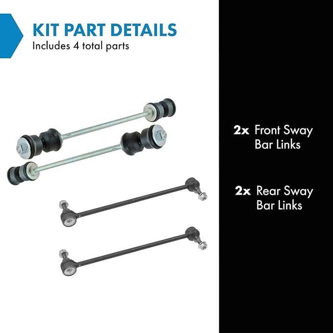 TRQ Front & Rear Sway Bar Stabilizer Link Set Compatible with 2008-2017 Buick Enclave 2009-2017 Chevrolet Traverse 2007-2016 GMC Acadia 2007-2010 Saturn Outlook