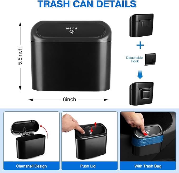 Car Door Side Storage Box and Trash Can for Honda CR-V 2023-Present, 4 Compartments, Black, Matte, Scratchproof, 9L Capacity, 50 lbs Max Weight, Easy Install
