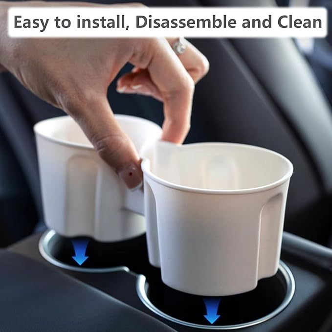 4PCS Center Console Wireless Charger Mat Silicone for 2025 Tesla New Model Y Juniper Cup Holder Insert, Screen Edge Protector Frame, Rear View Mirror Cover Decoration Accessories(White)
