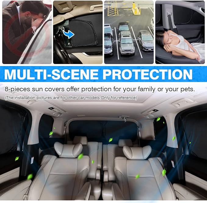 T TGBROS Windshield Sun Shade for Ford Escape 2020-2025 Car Window Shades Thicken UV Block and Blackout Privacy Foldable Sunshades 8PCS Accessories Keep Cool Sun Visor Covers
