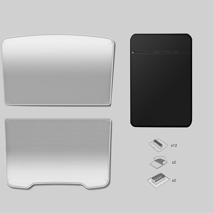 2025-2026 Tesla Model Y Juniper Sunshade Roof, [No Sag & No Gaps] Nano Ice-Crystal Coatings Glass Roof Sun Shade, 60s Installation Heat Insulation Foldable Sunroof Cover Accessories, Gray