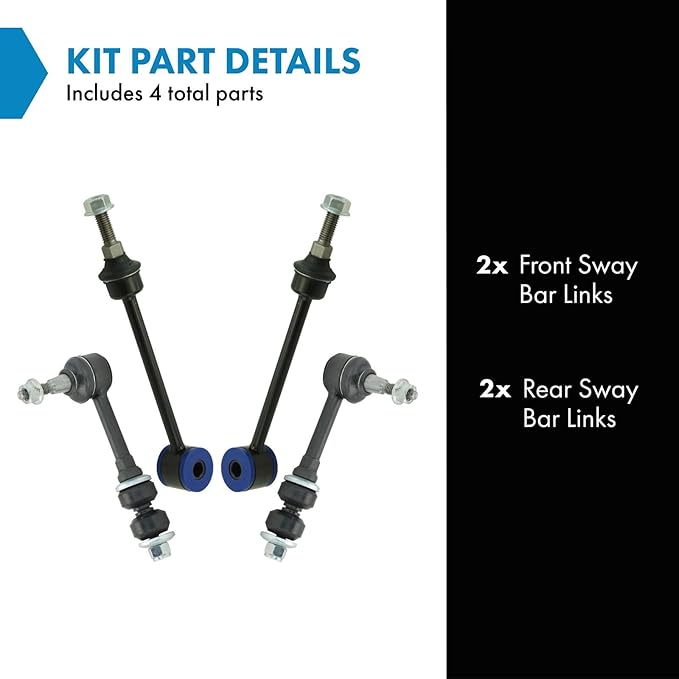 TRQ Sway Bar Stabilizer Link Set Front & Rear Compatible with 04 Ram 2500 04-05 Ram 3500