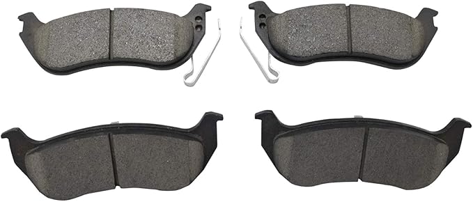 TRQ Rear Brake Pads Ceramic Hardware Wear Sensor Compatible with 2006-2010 Ford Explorer 2007-2010 Explorer Sport Trac 2003-2007 Jeep Liberty 2003-2006 Wrangler 2006-2010 Mercury Mountaineer