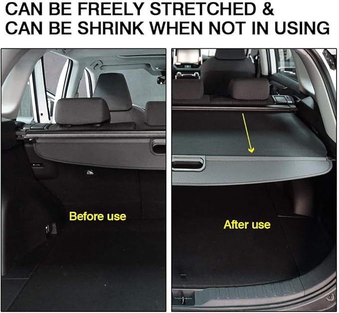 Powerty Cargo Cover for 2017 2018 2019 Cadillac XT5, Trunk Cover Retractable Trunk Shielding Shade XT5 Accessories Cargo Luggage Cover No Gap