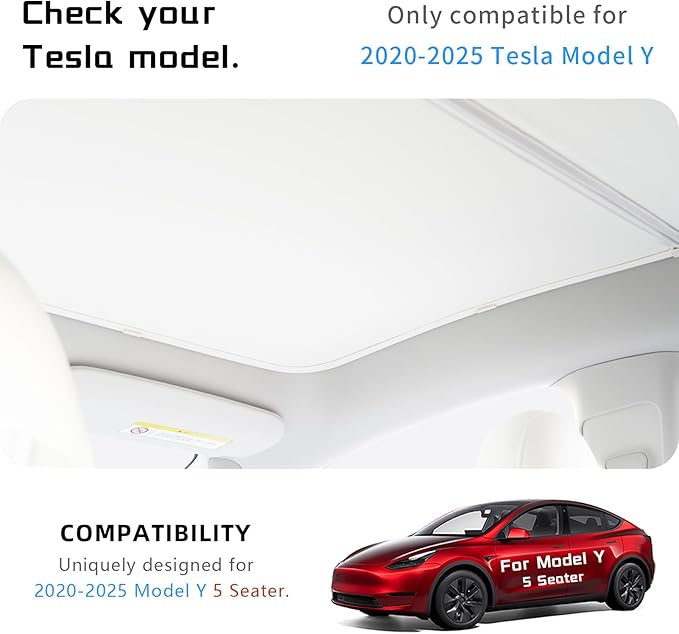 Shade for Tesla Model Y Glass Roof Sunshade Accessories 2020-2025 No Sag Foldable Retractable Sunroof Heat Insulation Cover Top Window UV Sun Blocking Heat