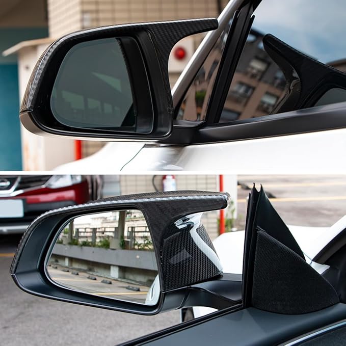 AeroBon Prepreg Dry Carbon Fiber Mirror Cap Overlays Compatible with 2017-2026 Tesla Model 3 Mirror Caps (RC Style) Raised Curve