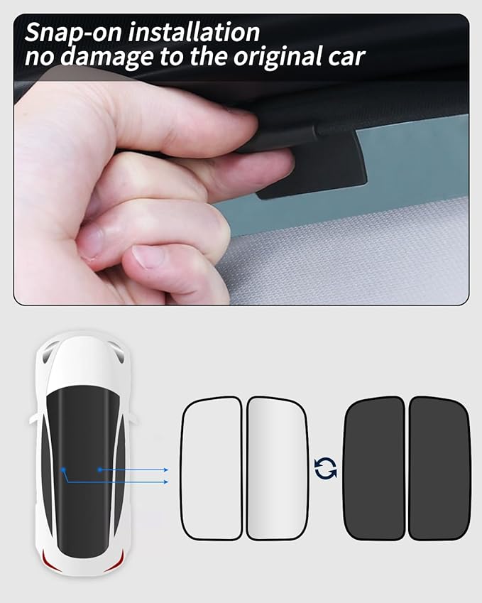 Roof Sunshade, Windshield Sunshade,Rear Windshield Sunshades,Glass Sunroof Shade UV Sun Blocking Heat Shade Comptatible with Tesla Model X 2015-2025