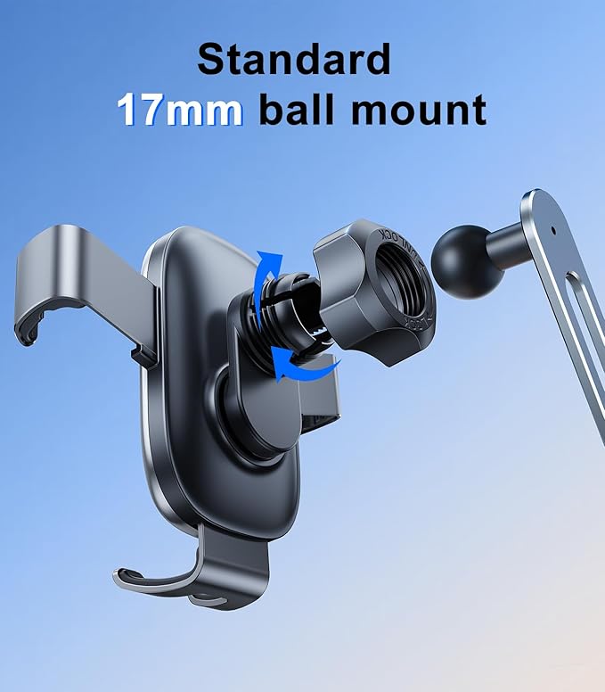 Universal 17mm Ball Mount Phone Holder Gravity Clamp for Car Mount Replace Clip Joint [Dual Head Screen Phone Holder Clip Head Accessory]