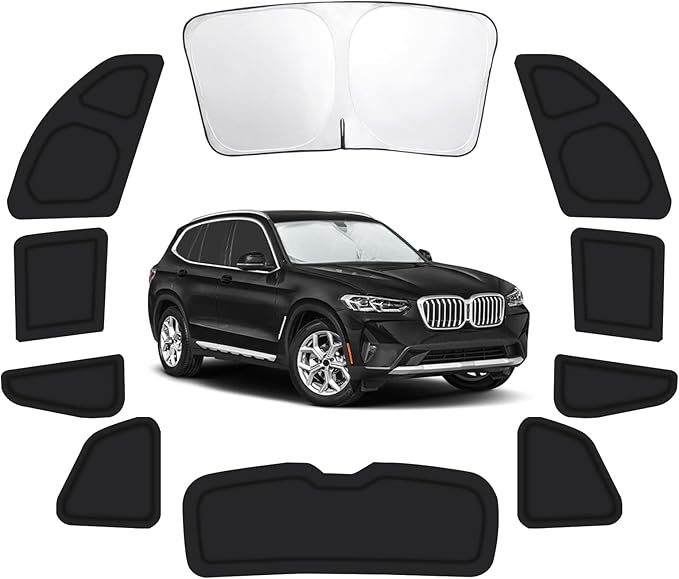 10PCS Car Window Shades for BMW X3 2018-2024, Window Covers for X3 Windshield Side Rear Windows, Full Set Privacy Protection Car Sunshade with UV Blocking for Camping Napping