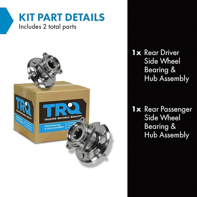 TRQ Rear Left and Right Wheel Bearing and Hub Assembly Set 2 Piece Compatible with 2001-2005 Toyota RAV4 All Wheel Drive