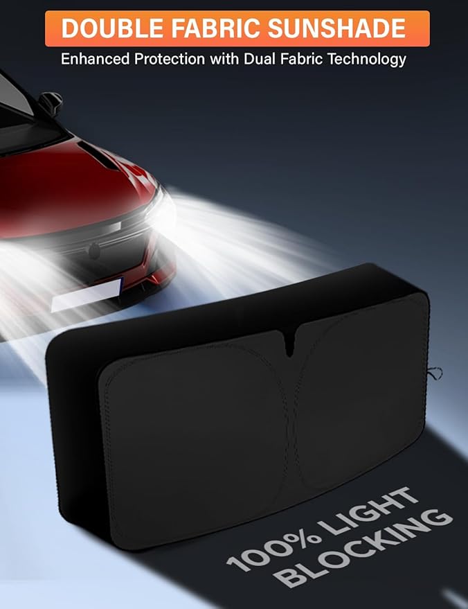 EcoNour Windshield Sunshade Compatible for Ford Focus 2012-2016 2017 2018, Sun Visor for Front Windshield & Window Sun Shade Cover, UV Heat Blocker & Protector, Car Accessories