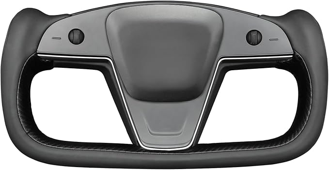 MEWANT Hand Stitched Tesla Model S Yoke Real Leather Steering Wheel Cover Wrap for Tesla Model S 2021-2023 / Model X 2021-2023 Tesla Yoke Steering Wheel Accessories(3D Style)