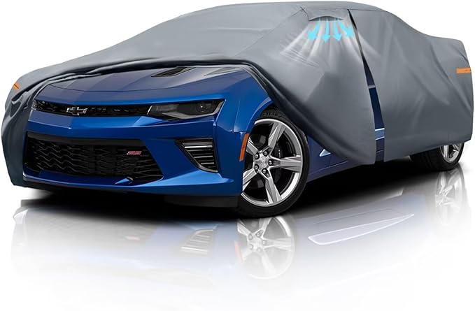 Waterproof Chevrolet Chevy Camaro(1992-2026) Car Cover with Breathable Vents, [2026 Upgrade] Premium Covers with Cotton Liner and Zipper Door, Sun Rain Snow Dust Uv Protection.(Gift with Towel)