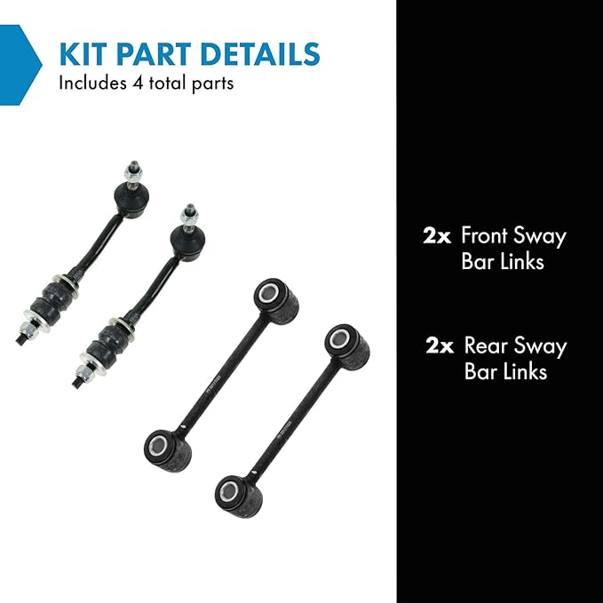TRQ Front & Rear Sway Bar Stabilizer Link Set Compatible with 1997-2004 Dodge Dakota