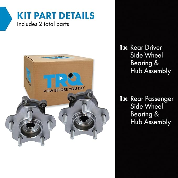 TRQ Rear Left and Right Wheel Bearing and Hub Assembly Set 2 Piece Compatible with 14-17 Nissan Juke AWD 14-19 Rogue AWD 14-15 Rogue Select AWD 17-22 Rogue Sport AWD
