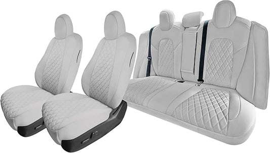 FH Group Custom Fit Car Seat Covers Specifically Made for 2017–2023 Tesla Model 3 Full Set Solid Gray Ultraflex Neoprene Car Seat Covers, Waterproof Automotive Seat Covers, Tesla Accessories