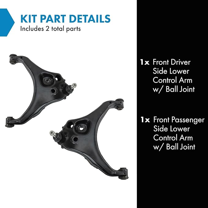 TRQ Front Lower Driver and Passenger Side Control Arm and Ball Joint Set 2 Piece Compatible with 15-16 Chevrolet Colorado 17-22 Colorado WT Z71 LT 17-20 Colorado Base Model 15-22 GMC Canyon