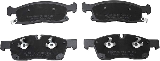 TRQ Front Brake Pads Ceramic Hardware Wear Sensor Compatible with 2011-2016 Dodge Durango 2011-2017 2021 Jeep Grand Cherokee