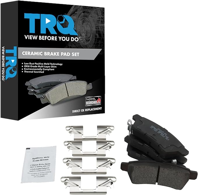 TRQ Rear Ceramic Brake Pad Set Compatible with 2022 Nissan Pathfinder