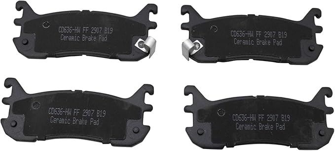 TRQ Rear Brake Pads Ceramic Hardware Wear Sensor Compatible with 1997-2003 Ford Escort 1994-2005 Mazda Miata 1995-1998 Protege 1997-1999 Mercury Tracer
