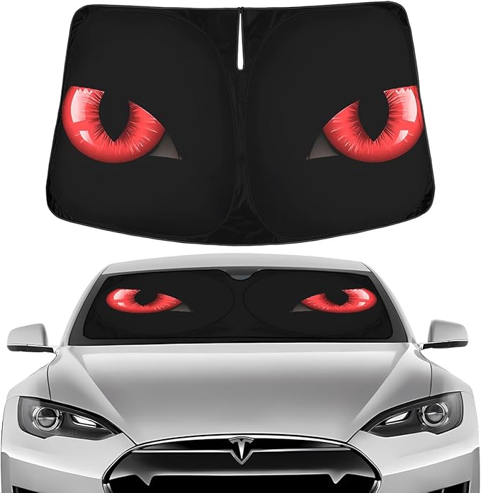 Horror Windshield Sun Shade for Car SUV Truck (55x30 Inches), Front Window Visor for Windows, Protector Blocks UV