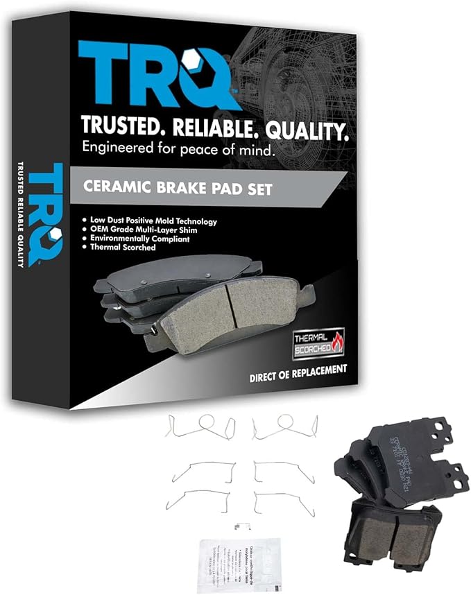 TRQ Rear Brake Pads Ceramic Compatible with 2007-2017 Lexus LS460 2008-2016 LS600h 2018-2023 LS500 2018-2023 LS500h 2021-2023 Toyota Mirai