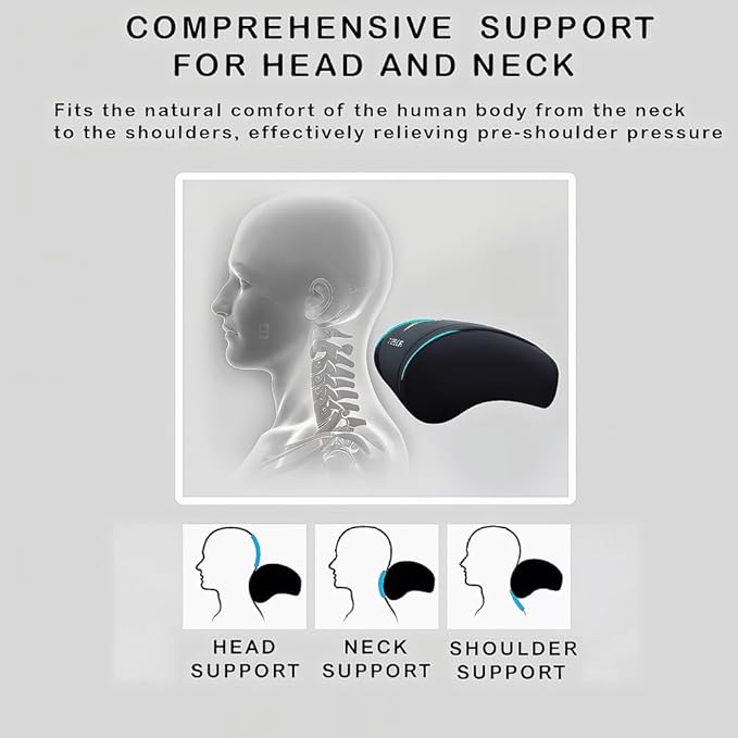 Car Headrest Neck Pillow Support Memory Foam Ergonomic Design Accessory for Driving Seat Fatigue Relief Compatible with Model S X 3 Y & Cybertruck - 1 Piece