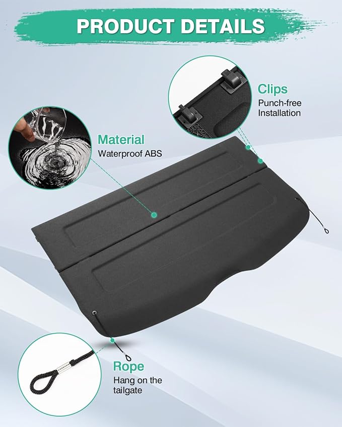Powerty Cargo Cover for 2009-2016 2017 Audi Q5 Accessories Trunk Cover Retractable Trunk Shielding Shade Cargo Luggage Cover Black (Can Withstand The Load)