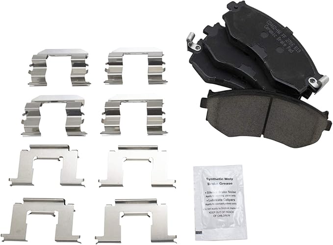 TRQ Front Brake Pads Ceramic Hardware Wear Sensor Compatible with 1991-1994 Infiniti G20 1989-1998 Nissan 240SX 1990 Axxess 1990-1992 Stanza 2000-2006 Sentra
