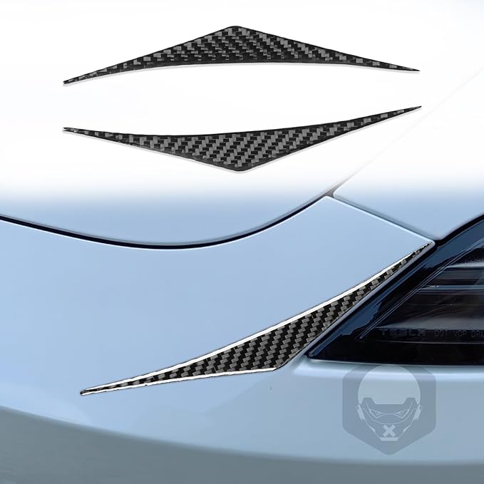 Carbon Fiber Stickers Rear Taillight Eyebrow Eyelid Eye Lid Decoration Sticker Car Exterior Trim Compatible with Tesla Model 3 2024 Accessories Overlay Decal Cover
